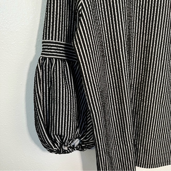 Max Studio Striped 3/4 Sleeve Tunic Top Black Ivory - Picture 8 of 14